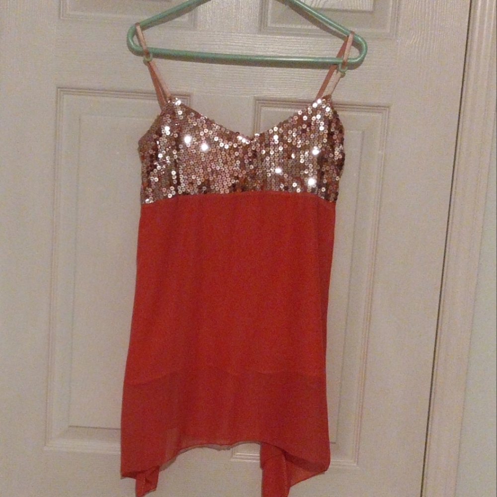 Sequin Embellished Orange Women's Top